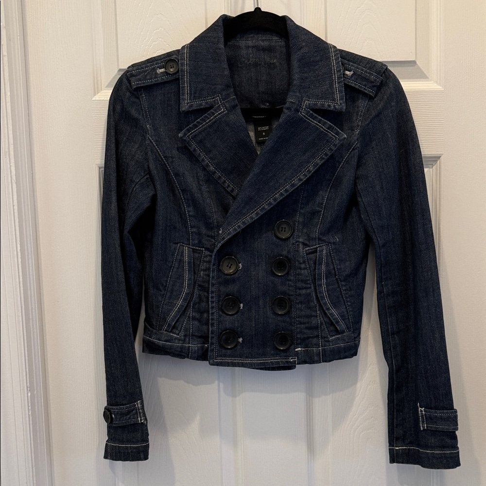 LONDONJEAN Dark Blue Double-Breasted Jean Jacket